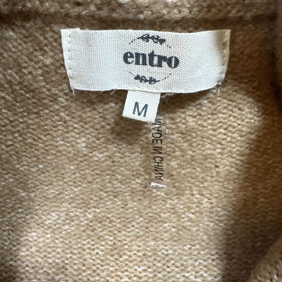 Entro Colorblock Oversized Open Front Cardigan Brown Gray White Medium - Picture 3 of 9